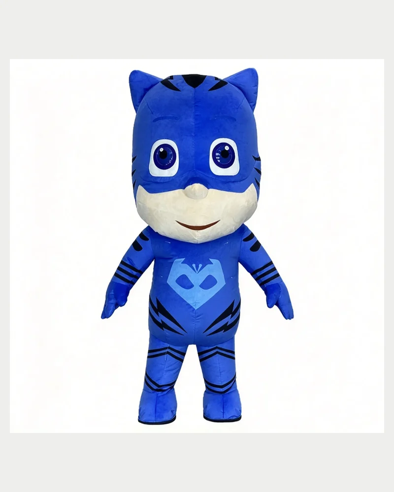 Blue Cat Hero Mascot — inflatable mascot costume