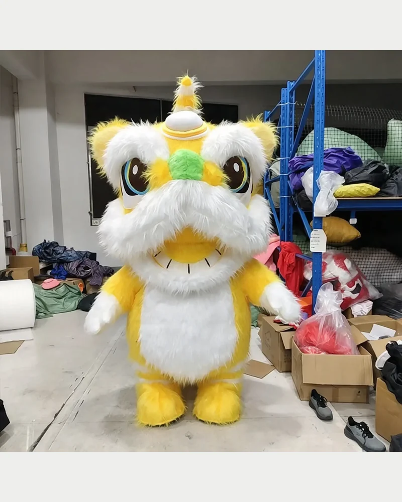 Yellow Lion Dance Mascot — inflatable mascot costume