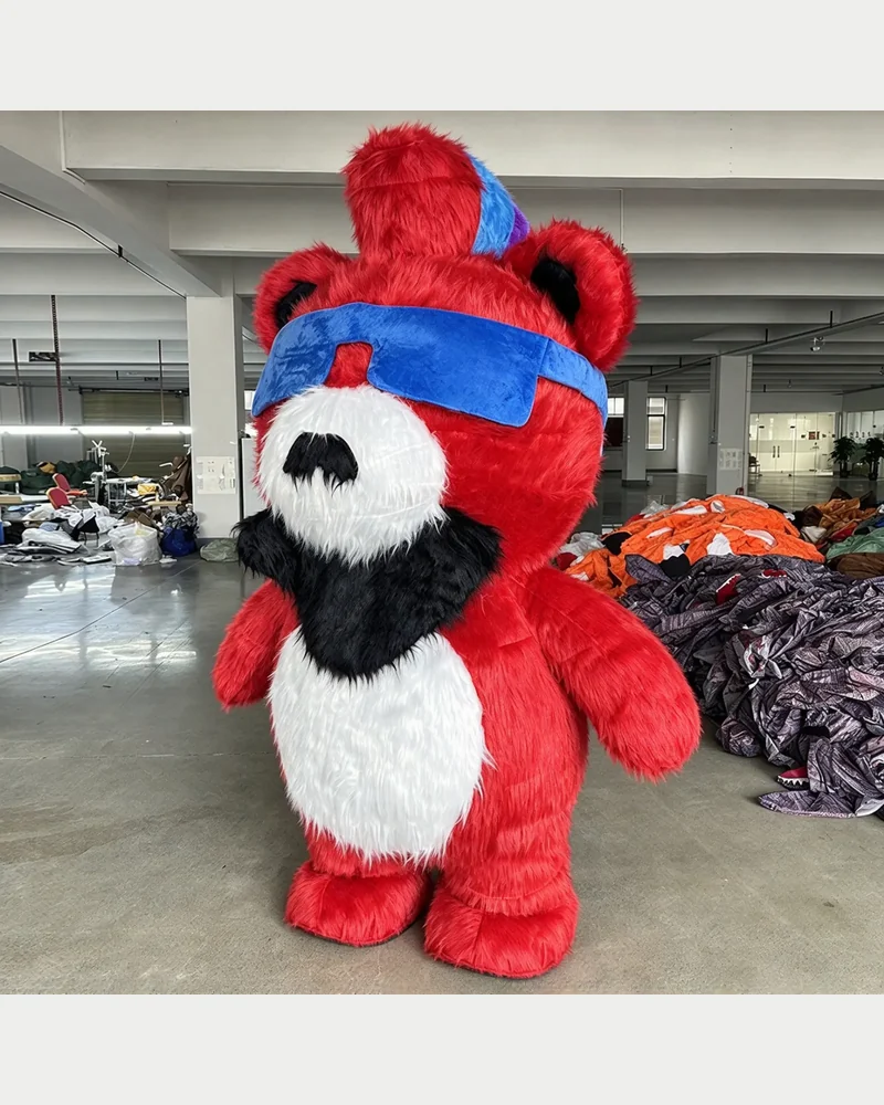 Red Visor Bear Mascot — inflatable mascot costume