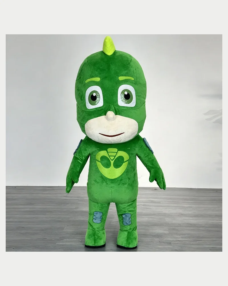 Green Lizard Hero Mascot — inflatable mascot costume