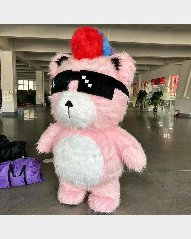 Pink Visor Bear Mascot — inflatable mascot costume