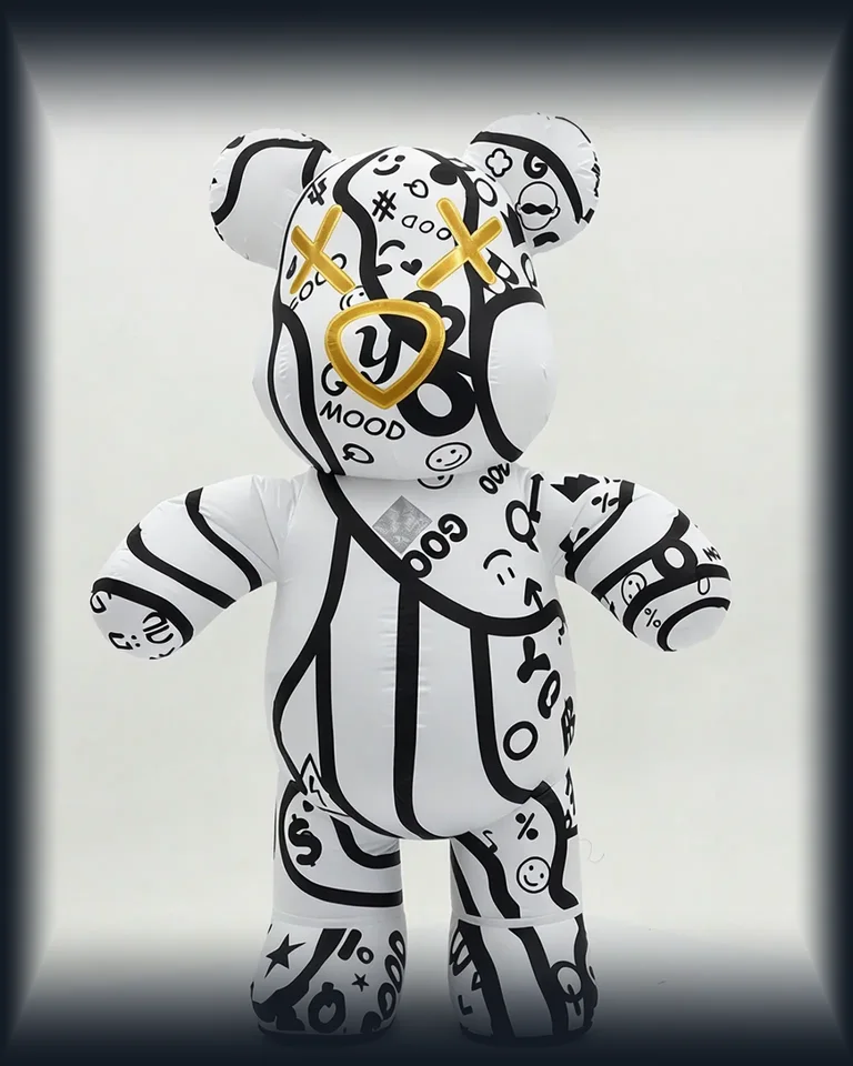 Graffiti Bear Mascot — White — inflatable mascot costume
