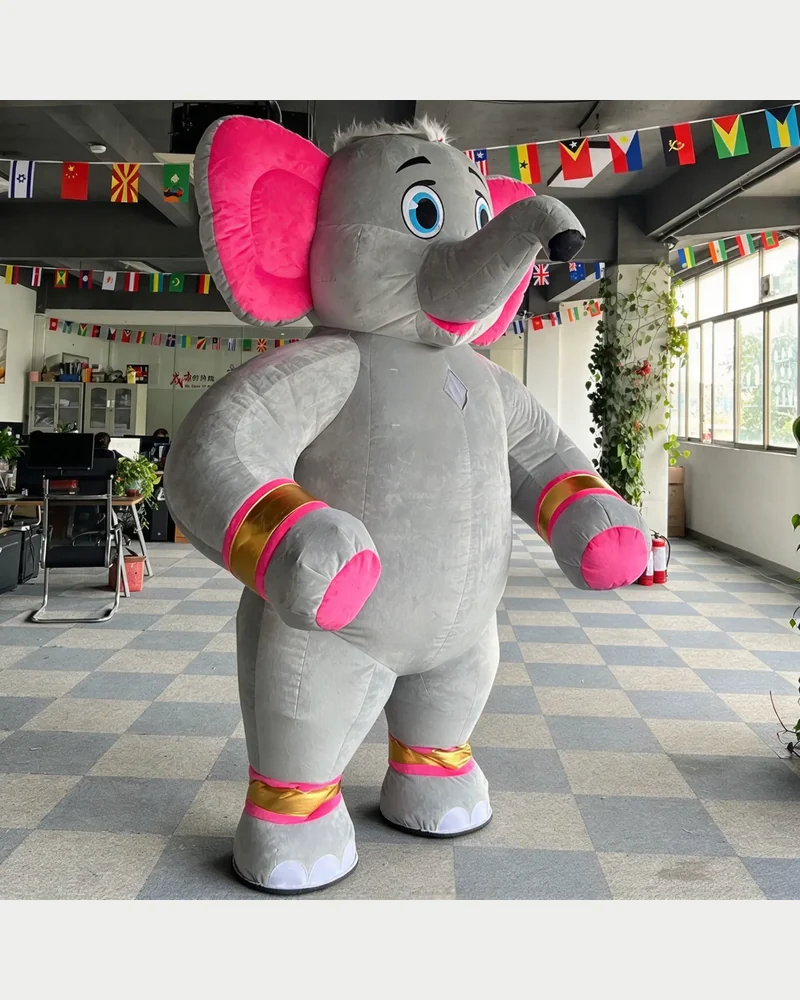 Pink Parade Elephant Mascot — inflatable mascot costume