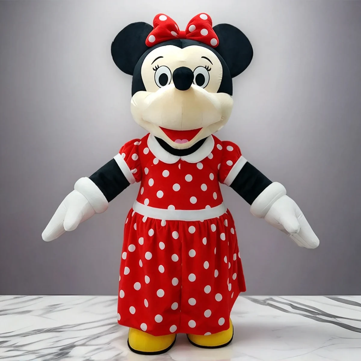 Red Polka Dot Mouse Mascot — inflatable mascot costume, factory photo