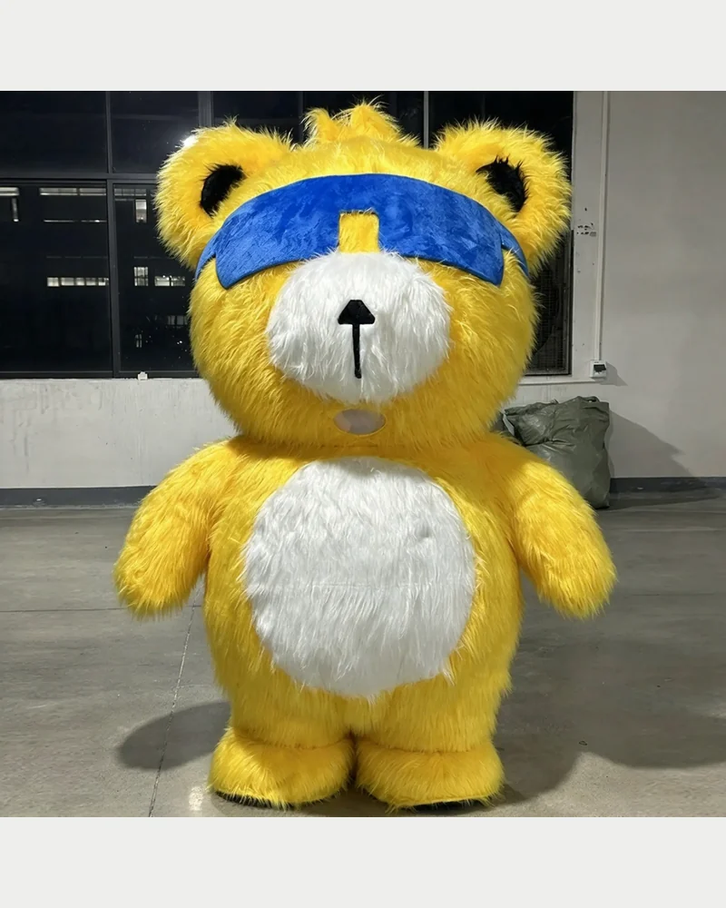 Yellow Visor Bear Mascot — inflatable mascot costume