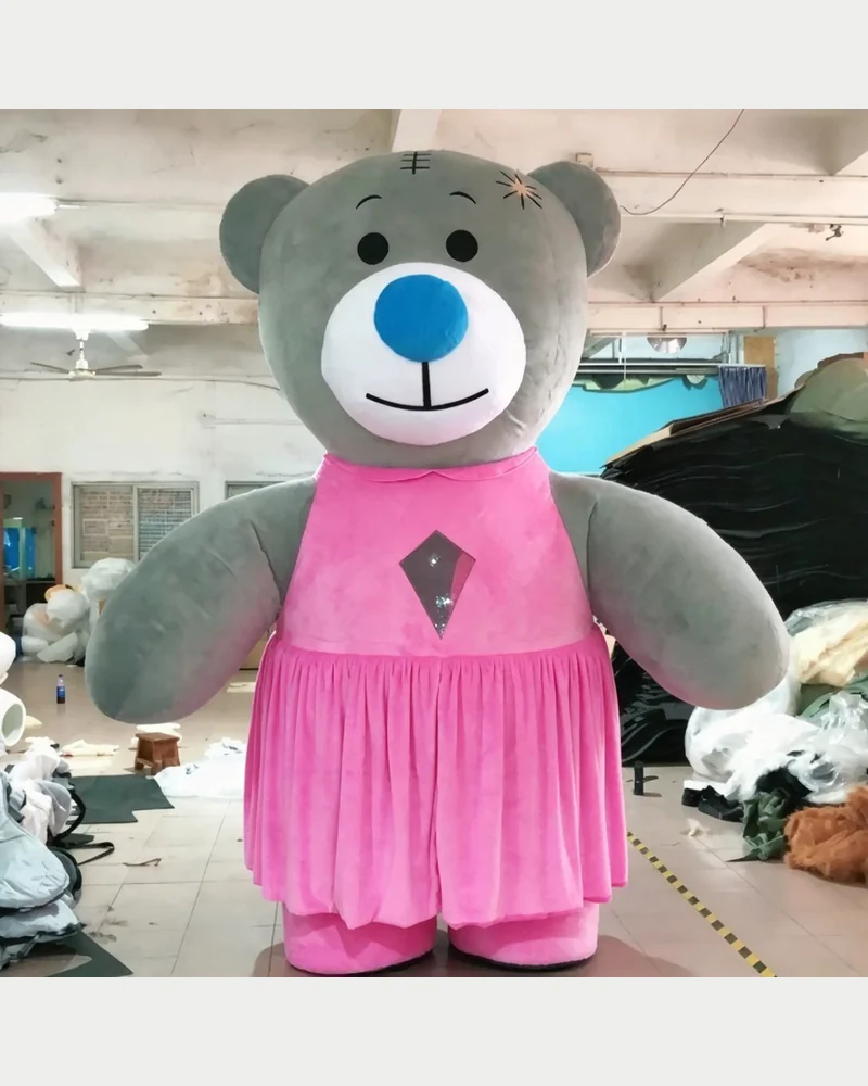 Pink Dress Bear Mascot — inflatable mascot costume