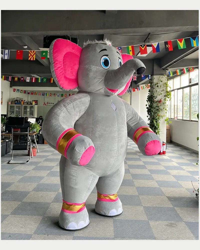Pink Grey Elephant Mascot — inflatable mascot costume