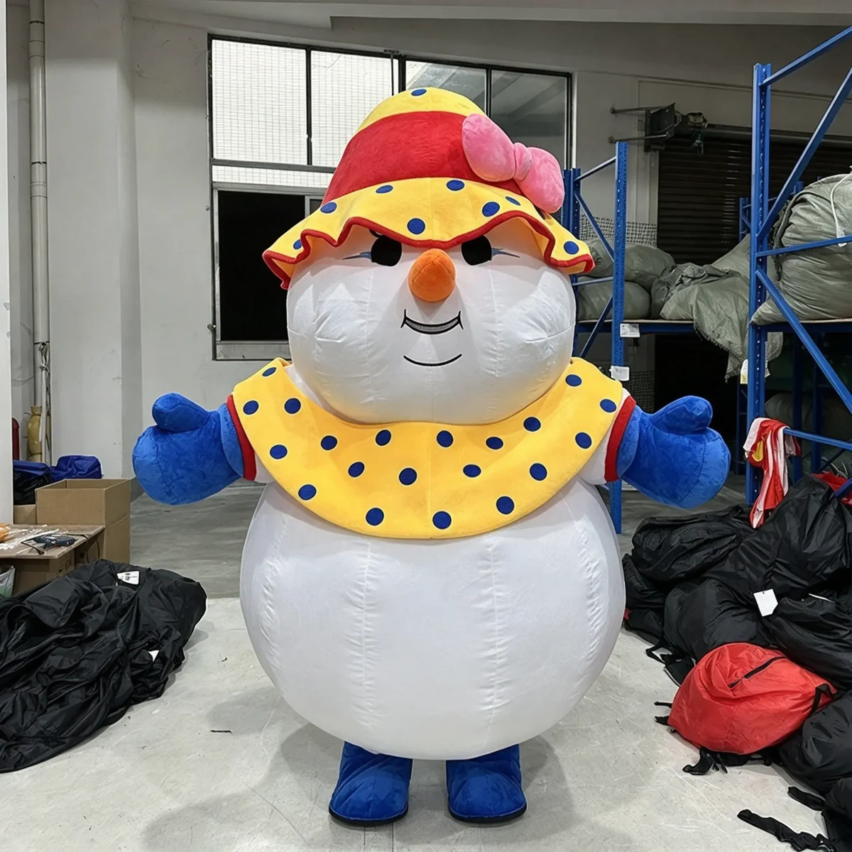Festive Snowman Mascot — inflatable mascot costume, factory photo
