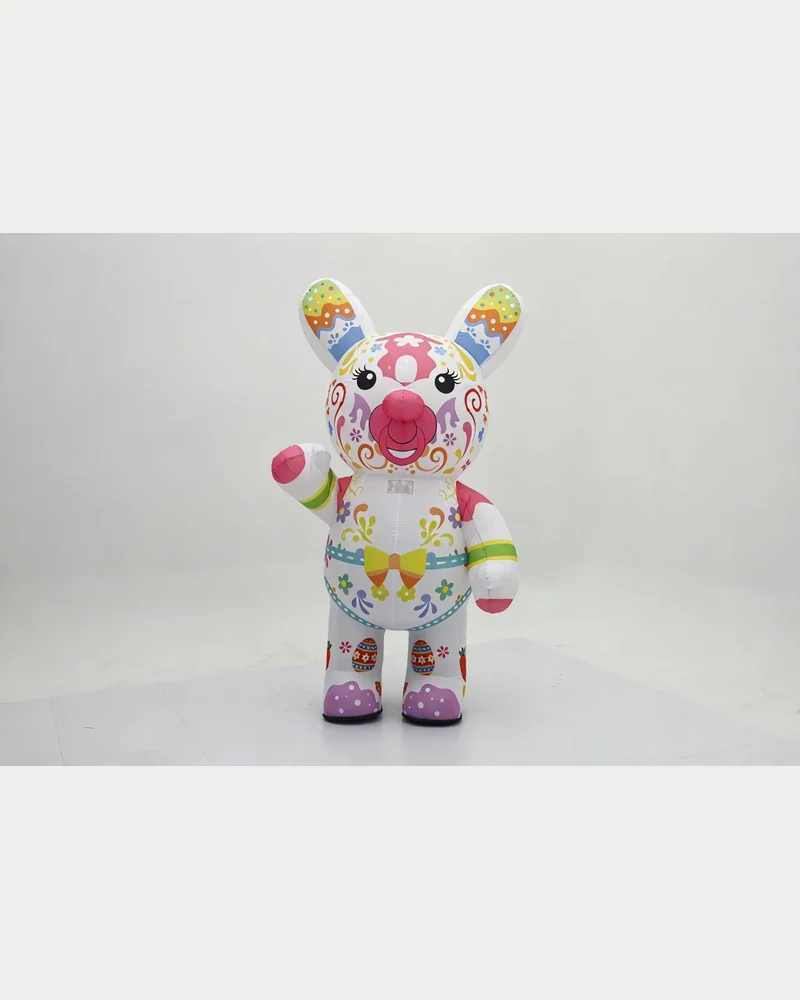 Waving Folk Art Rabbit Mascot — inflatable mascot costume