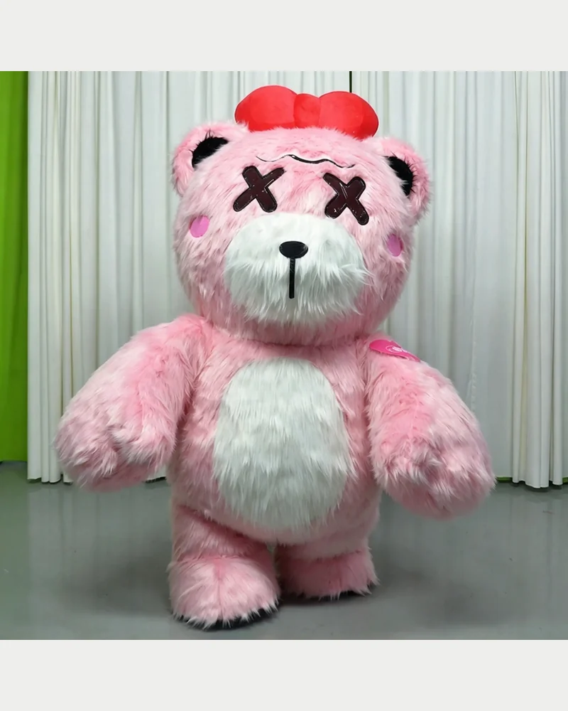 Pink Bow Bear Mascot — inflatable mascot costume