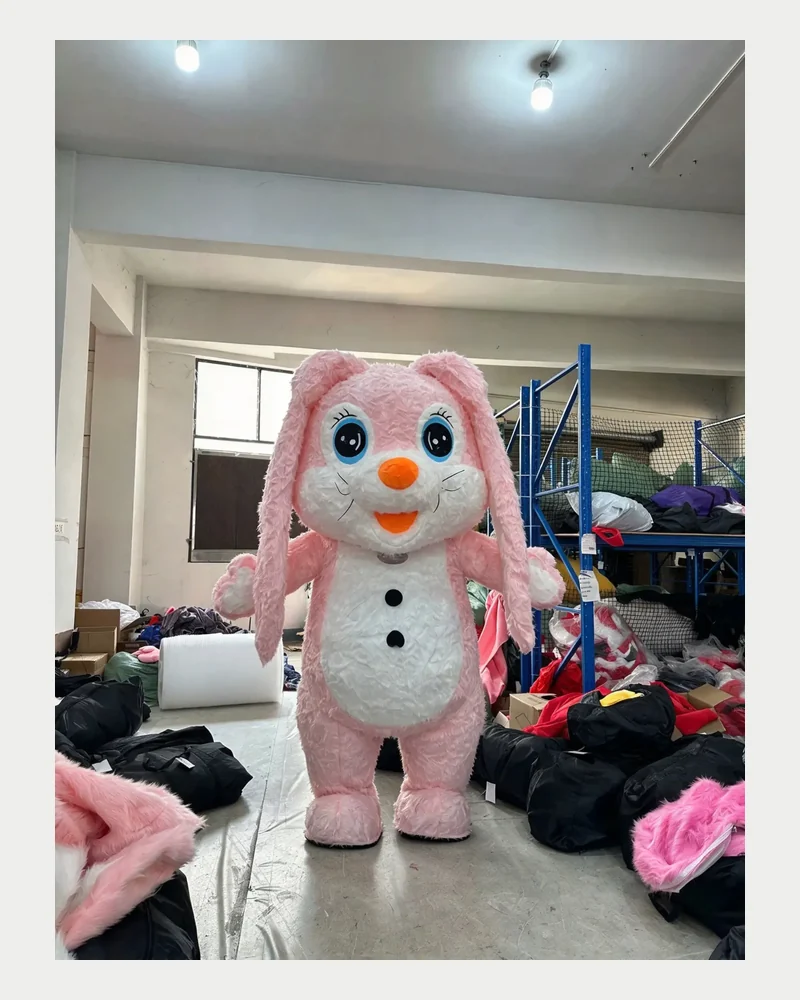 Pink Long-Ear Bunny Mascot — inflatable mascot costume