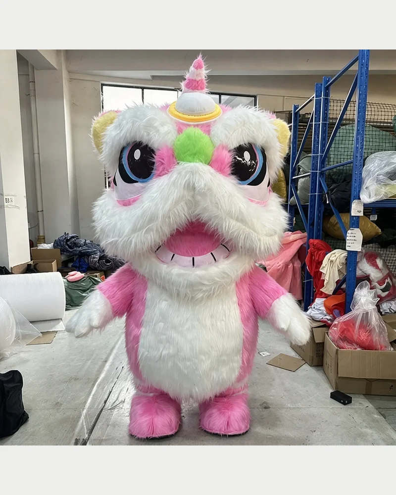 Pink Lion Dance Mascot — inflatable mascot costume
