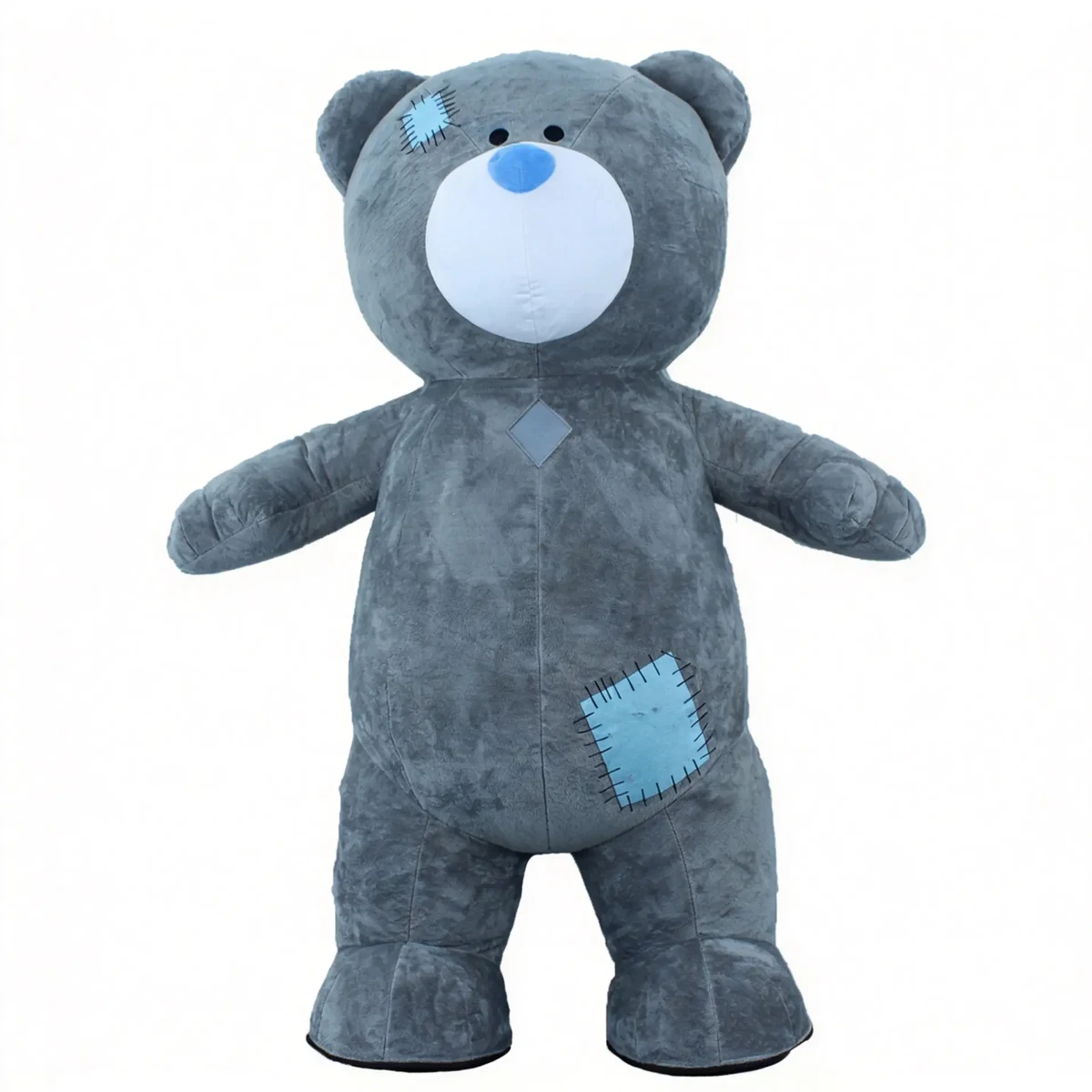 Patchwork Grey Bear Mascot — inflatable mascot costume, factory photo