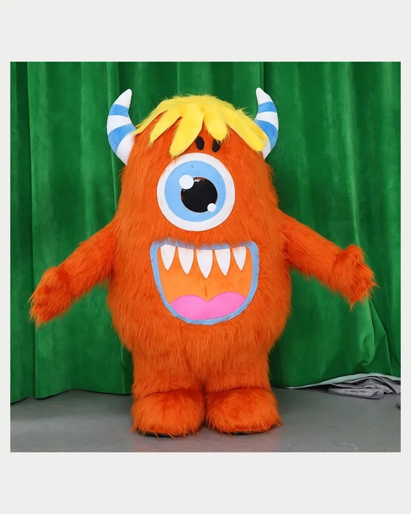 Orange One-Eye Monster Mascot — inflatable mascot costume
