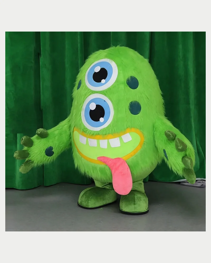 Green Two-Eye Monster Mascot — inflatable mascot costume